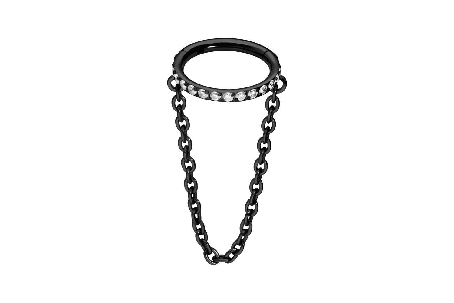 Titan Segmentring Clicker Piercing EINGEFASSTE KRISTALLE + KETTE